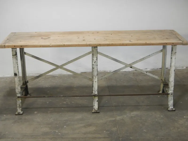 Pamono French Industrial Bench, 1920s> Worktables & Workbenches