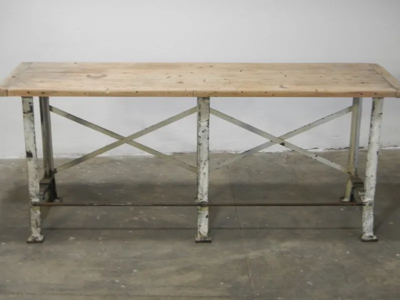 Pamono French Industrial Bench, 1920s> Worktables & Workbenches