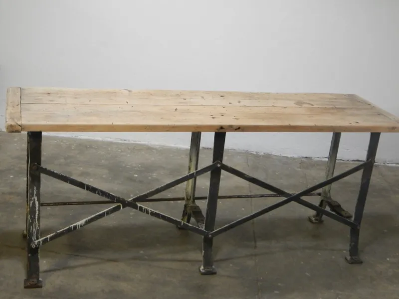 Pamono French Industrial Bench, 1920s> Worktables & Workbenches