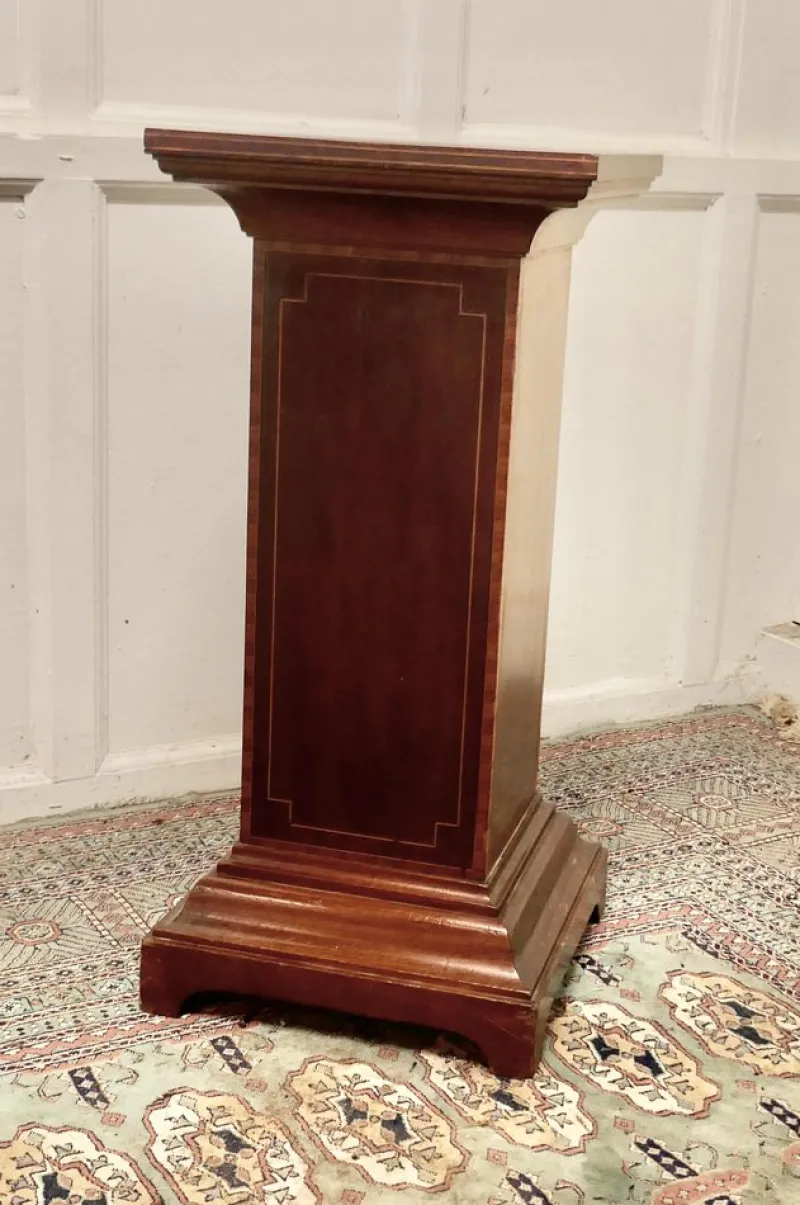 Clearance Pamono French Inlaid Mahogany Column Display Pedestal, 1870
