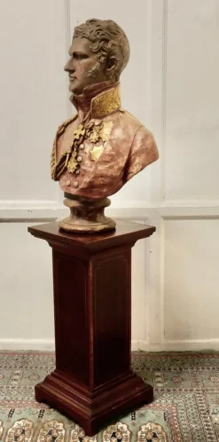 Clearance Pamono French Inlaid Mahogany Column Display Pedestal, 1870