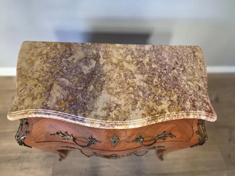 Pamono French Inlaid Marble Top Commode> Dressers, Commodes & Chests