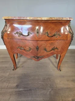 Pamono French Inlaid Marble Top Commode> Dressers, Commodes & Chests