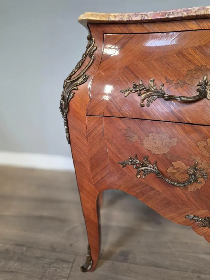 Pamono French Inlaid Marble Top Commode> Dressers, Commodes & Chests
