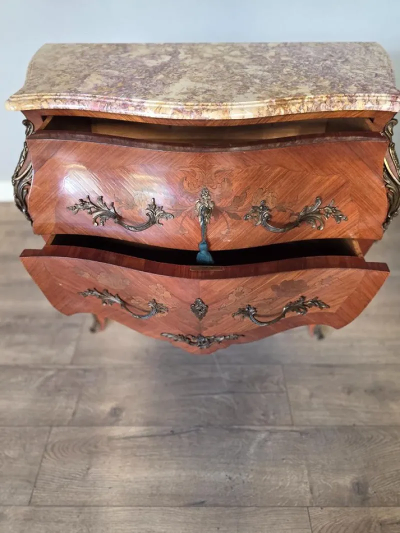 Pamono French Inlaid Marble Top Commode> Dressers, Commodes & Chests