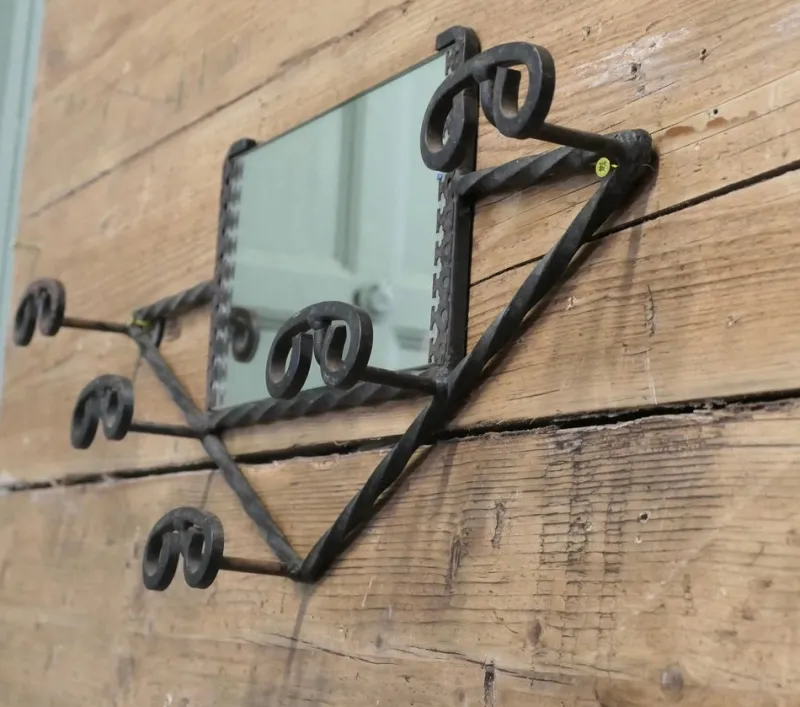 Clearance Pamono French Iron Hat and Coat Rack with Mirror, 1960