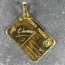 Outlet Pamono French Je Taime Postcard 18k Yellow Gold Love Charm, 1970s