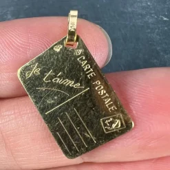 Outlet Pamono French Je Taime Postcard 18k Yellow Gold Love Charm, 1970s