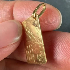 Outlet Pamono French Je Taime Postcard 18k Yellow Gold Love Charm, 1970s