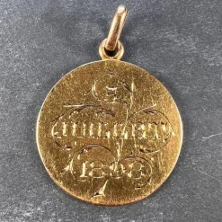 Pamono French 18k Rose Gold Ec or Ce Monogram Medal Pendant, 1890><noscript><img width=