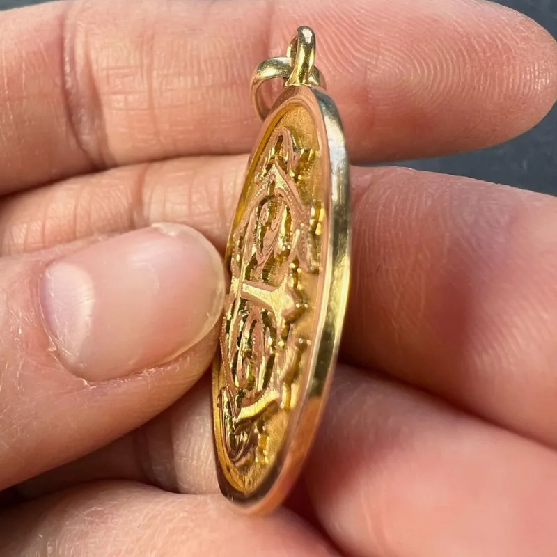Pamono French 18k Rose Gold Ec or Ce Monogram Medal Pendant, 1890> Necklaces