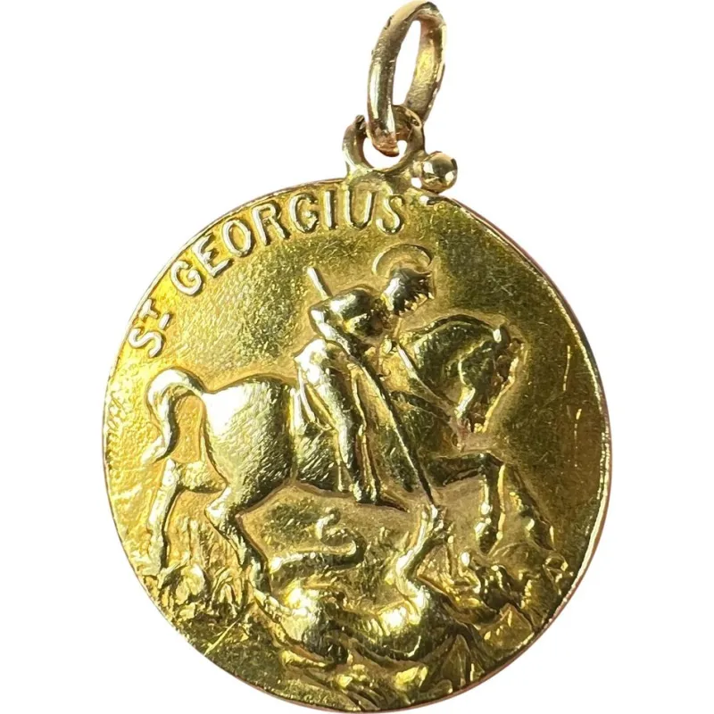 Discount Pamono French 18k Yellow Gold Medal Pendant, 1920s