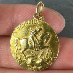 Discount Pamono French 18k Yellow Gold Medal Pendant, 1920s