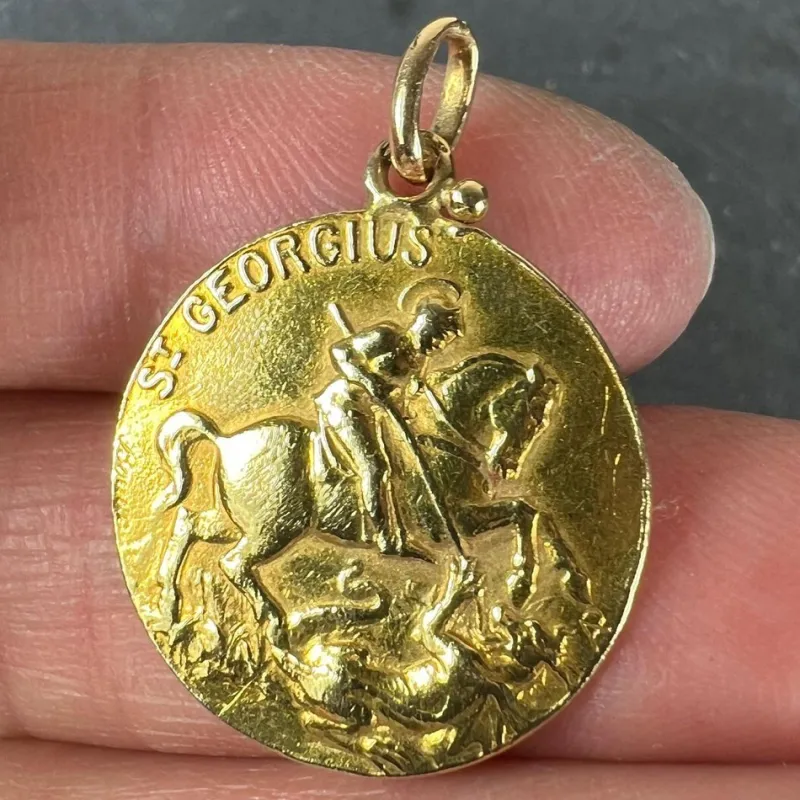 Discount Pamono French 18k Yellow Gold Medal Pendant, 1920s