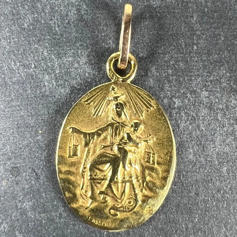 New Pamono French 18k Yellow Gold Medal Pendant, 1920s