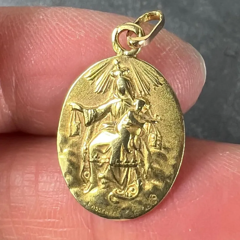New Pamono French 18k Yellow Gold Medal Pendant, 1920s
