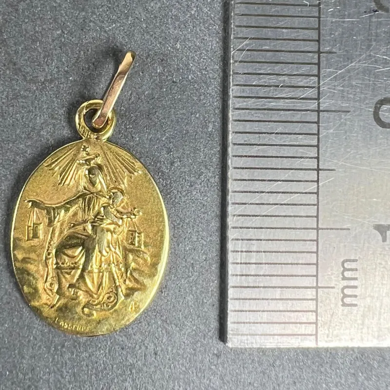 New Pamono French 18k Yellow Gold Medal Pendant, 1920s