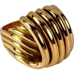 Pamono French 18k Yellow Gold Spring Ring, 1950s> Rings