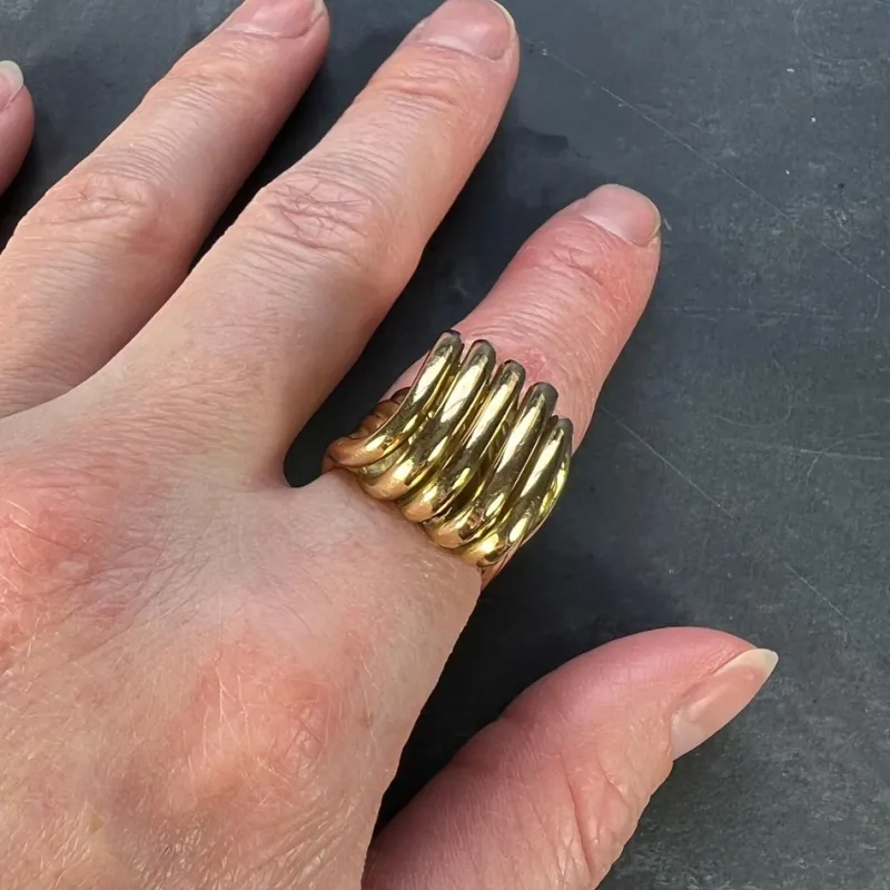 Pamono French 18k Yellow Gold Spring Ring, 1950s> Rings