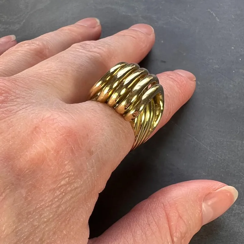 Pamono French 18k Yellow Gold Spring Ring, 1950s> Rings