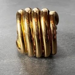 Pamono French 18k Yellow Gold Spring Ring, 1950s><noscript><img width=