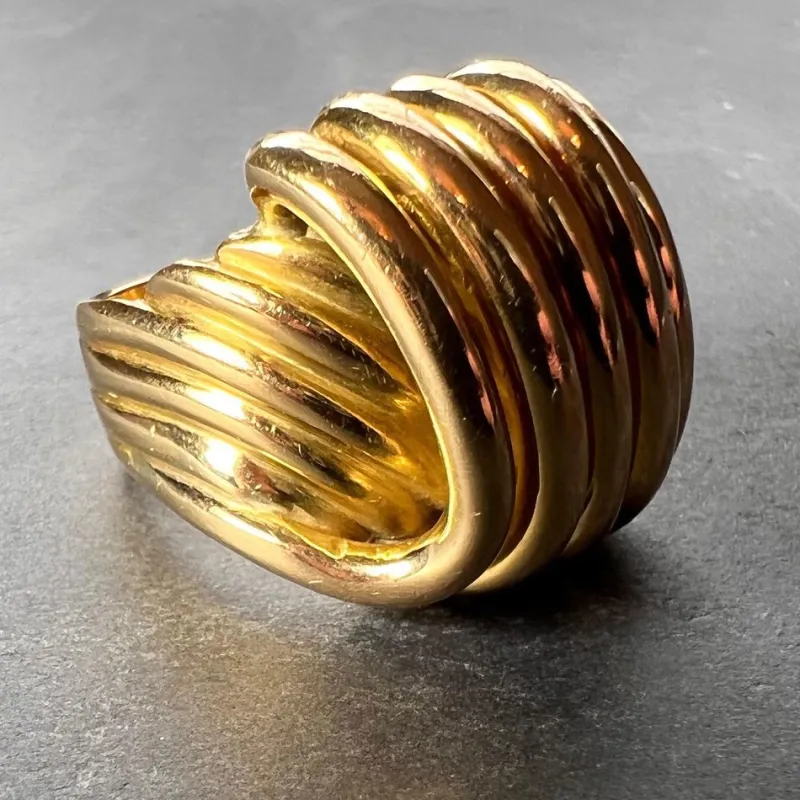 Pamono French 18k Yellow Gold Spring Ring, 1950s> Rings