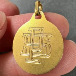 Online Pamono French 18k Yellow Gold St Christopher Charm Pendant Medal by Augis, 1930s