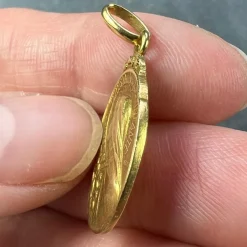 Pamono French 18k Yellow Gold St Therese Charm Medal Pendant by Becker, 1890s><noscript><img width=