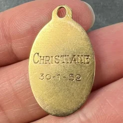 Pamono French 18k Yellow Gold Virgin Mary Charm Pendant Medal by Paul Brandt, 1950s><noscript><img width=