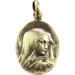 Hot Pamono French 18k Yellow Gold Virgin Mary Charm Pendant Medal from Rasumny, 1890s