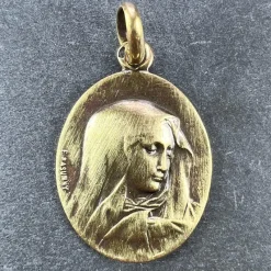 Hot Pamono French 18k Yellow Gold Virgin Mary Charm Pendant Medal from Rasumny, 1890s