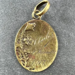 Hot Pamono French 18k Yellow Gold Virgin Mary Charm Pendant Medal from Rasumny, 1890s