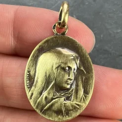Hot Pamono French 18k Yellow Gold Virgin Mary Charm Pendant Medal from Rasumny, 1890s