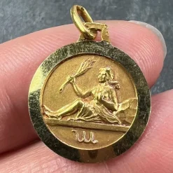 Clearance Pamono French 18k Yellow Gold Zodiac Virgo Charm Pendant, 1950s