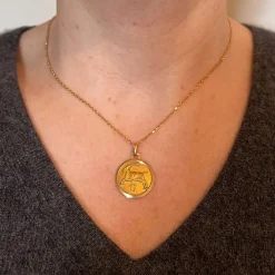 Online Pamono French 18k Yellow Gold Zodiac Capricorn Charm Pendant, 1970s