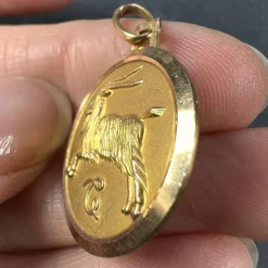 Online Pamono French 18k Yellow Gold Zodiac Capricorn Charm Pendant, 1970s