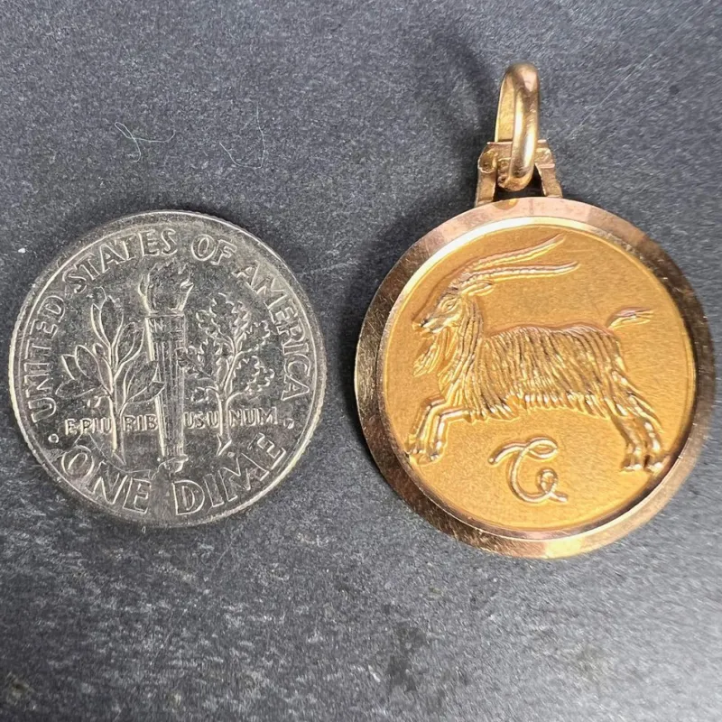 Online Pamono French 18k Yellow Gold Zodiac Capricorn Charm Pendant, 1970s