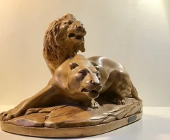 Sale Pamono French L'Affut Art Deco Sculpture of Lions by A. Martinez, Paris 1924