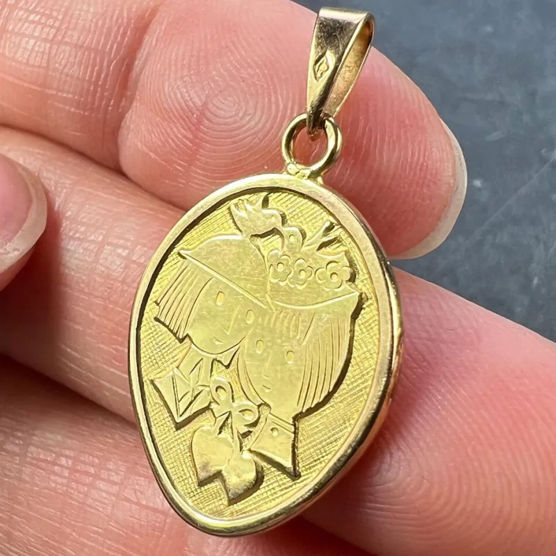 New Pamono French Les Amoureux De Peynet Lovers 18k Yellow Gold Charm Pendant, 1960s