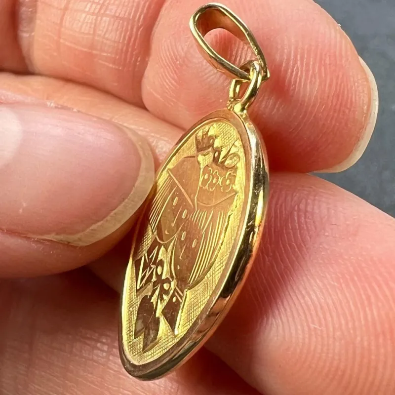 New Pamono French Les Amoureux De Peynet Lovers 18k Yellow Gold Charm Pendant, 1960s