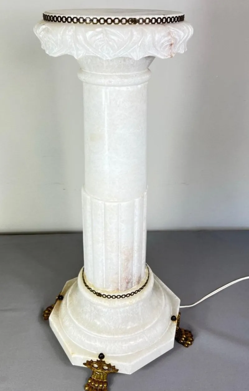 Pamono French Lighting Column Mounted on Brass Paws> Pedestals And Columns