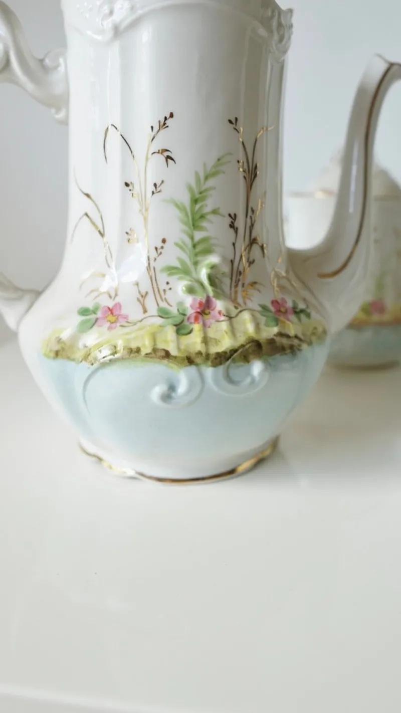 Pamono French Limoges Porcelain Coffee Pot by Barny Rigoni & Langle, 1920s> Coffee & Tea Service