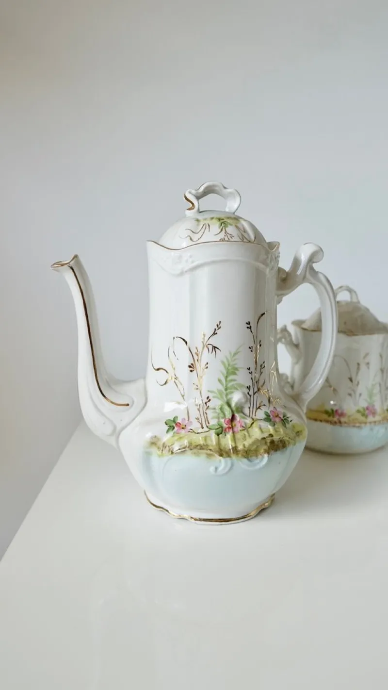 Pamono French Limoges Porcelain Coffee Pot by Barny Rigoni & Langle, 1920s> Coffee & Tea Service