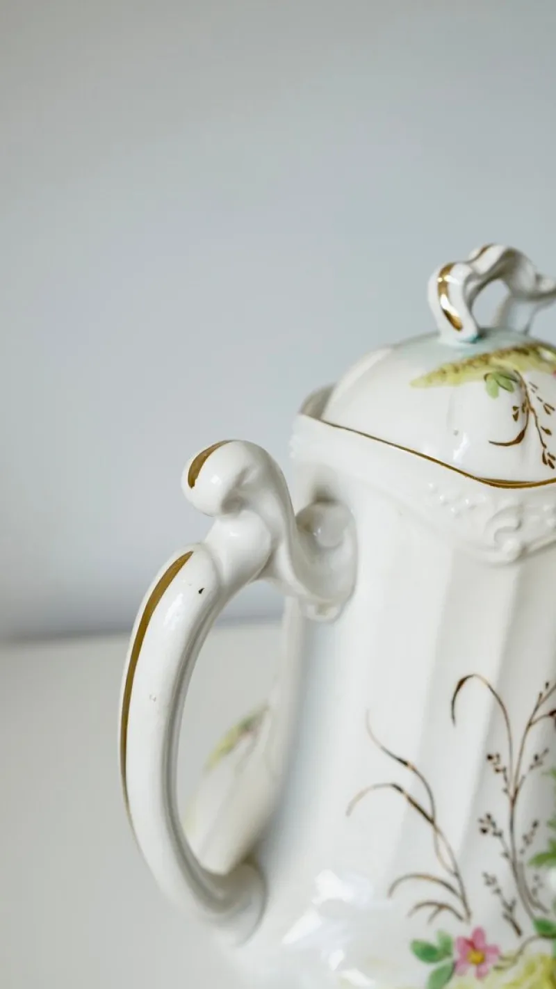 Pamono French Limoges Porcelain Coffee Pot by Barny Rigoni & Langle, 1920s> Coffee & Tea Service