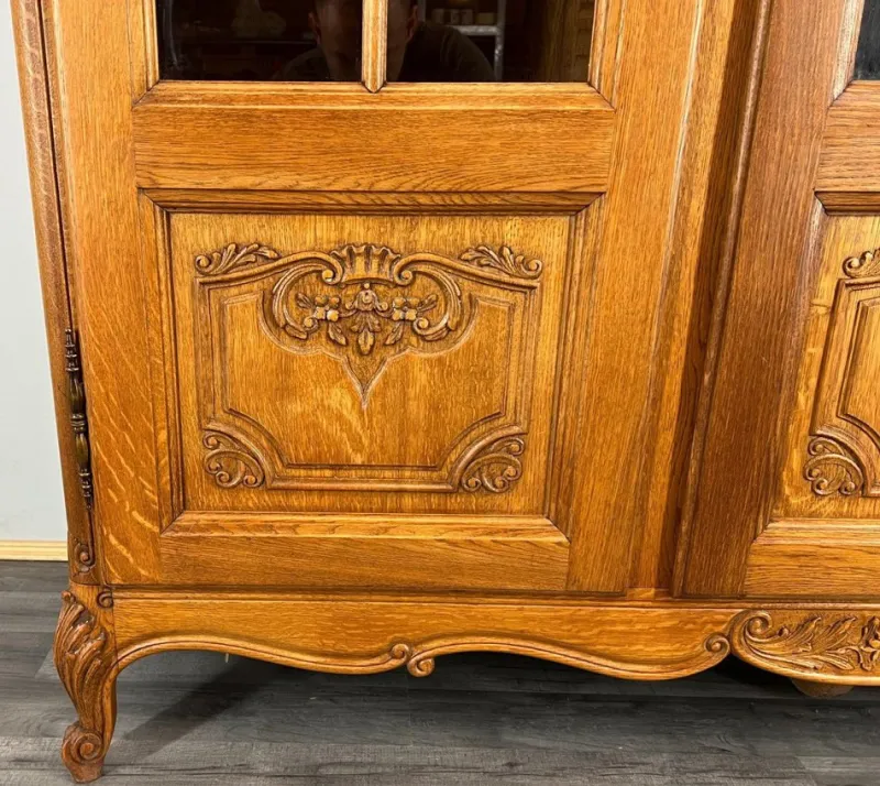 Pamono French Louis XIV Style Oak Display Bookcase> Cabinets & Wardrobes