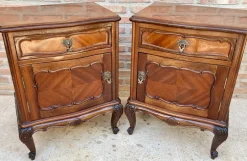 Pamono French Louis XV Style Walnut & Marquetry Bedside Tables, Set of 2><noscript><img width=