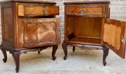 Pamono French Louis XV Style Walnut & Marquetry Bedside Tables, Set of 2><noscript><img width=
