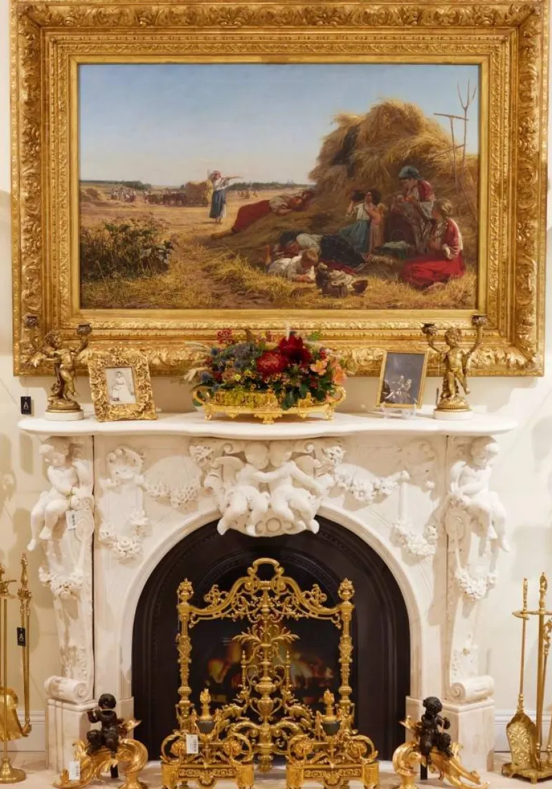Pamono French Louis XV Style White Marble Fireplace with Cupids, 1800s> Fireplaces And Mantels