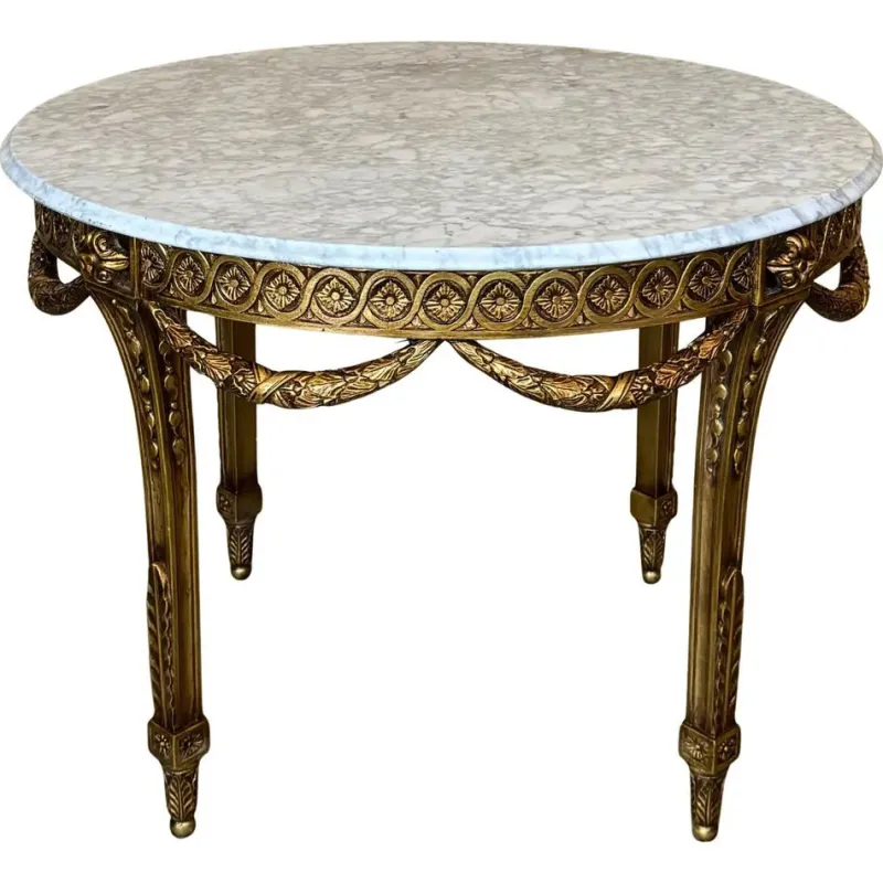 Sale Pamono French Louis XVI Style Oval Giltwood Carved Center Table, 1890s