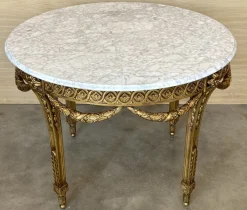 Sale Pamono French Louis XVI Style Oval Giltwood Carved Center Table, 1890s